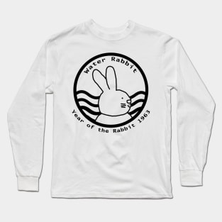 Cute Year of the Rabbit 1963 Water Monochrome Long Sleeve T-Shirt